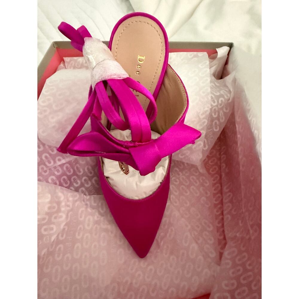 New Dee Ocleppo satin 610 fuxia dominic pink mule heels sz 35 - Picture 10 of 11